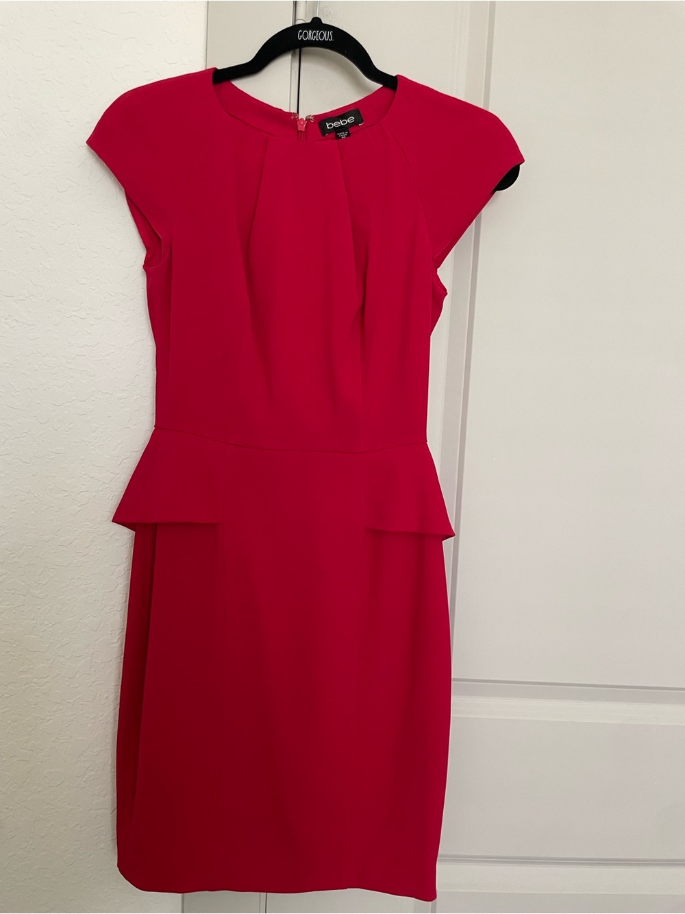 bebe Hot Pink Peplum Midi Dress